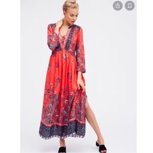 FREE PEOPLE Floral Red Maxi Dress